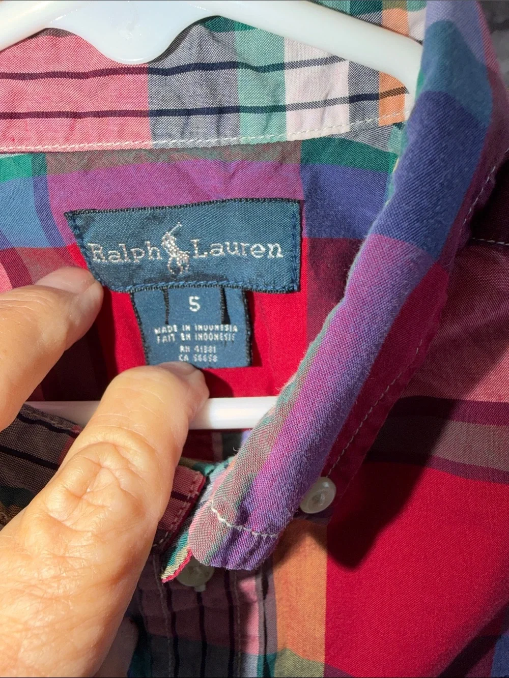 Ralph Lauren Red Multicolor Plaid Short Sleeve Button-Down Shirt